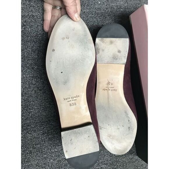 Kate Spade Women Shoes Grenache Apple Suede flats Size 8.5M Rhinestone Heels - Picture 5 of 8